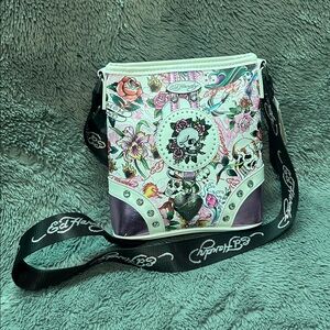 Ed Hardy Skull Roses Crossbody NWT